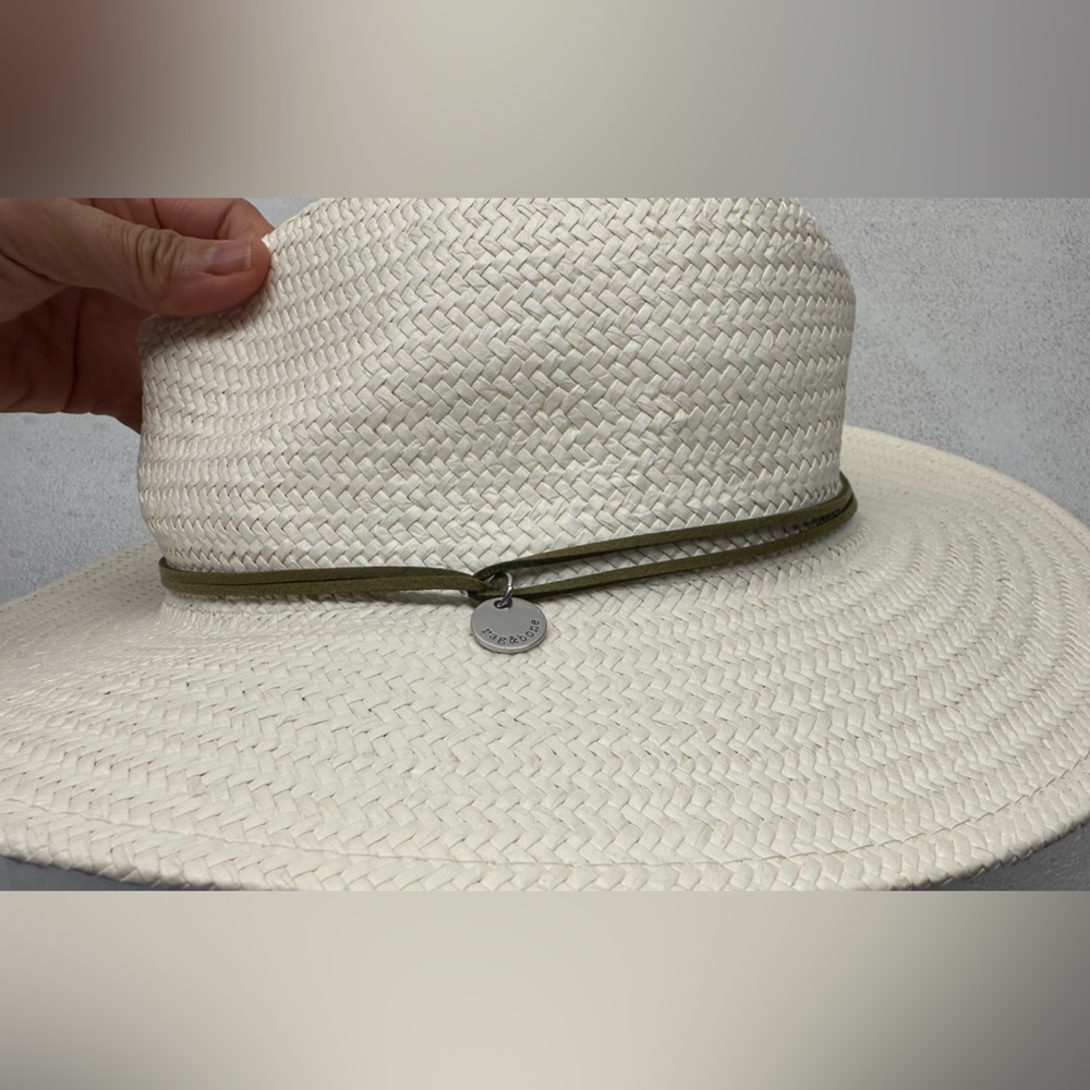 rag & bone White Straw Fedora with Brown Band - Picture 2 of 9